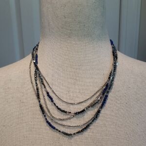 Nakamol Elegant Silver and Blue Multi-Strand Necklace